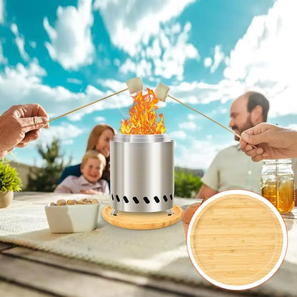 KEESHA 8'' Fire Pit Mat for Solo Stove Mesa/XL Tabletop Fire Pit, Bamboo Heat Resistant for Solo Stove, Waterproof & Withstand High-Temperature for Table Top Protection