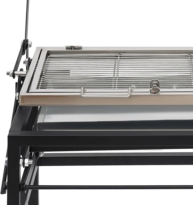 Portable Charcoal Flip Grill, 360° Rotating Outdoor BBQ Grill, Steel Flipping Barbecue Grills, Cooking Grill with Removable Tray Suit for 8 People Camping Picnic Yard Party