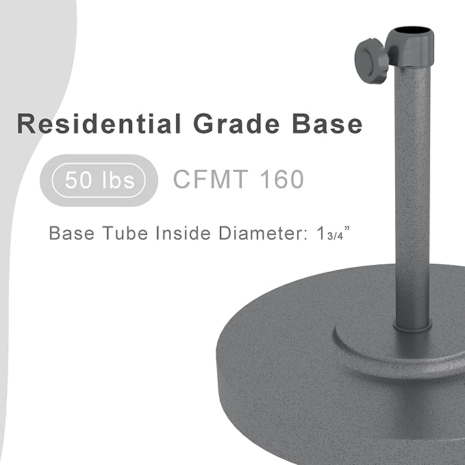 California Umbrella 50lbs Heavy Duty Weighted Patio Umbrella Base, Hammertone Grey