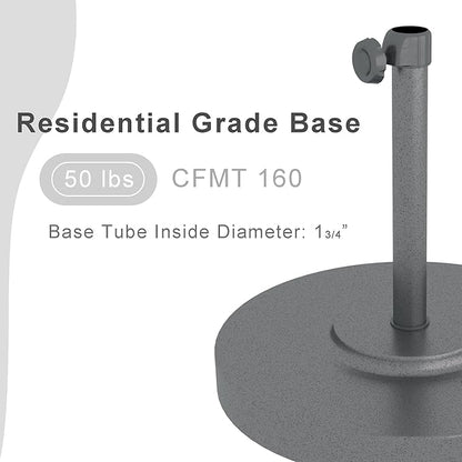 California Umbrella 50lbs Heavy Duty Weighted Patio Umbrella Base, Hammertone Grey