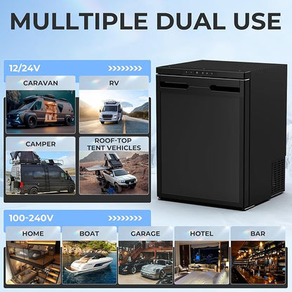 2.3 Cu.Ft Portable Refrigerator with True Freezer -4°F | 12V/24V DC & 110V AC, APP Control, Energy Star Certified, Compact Refrigerator for RV, Camper, Truck, Boat, Apartment