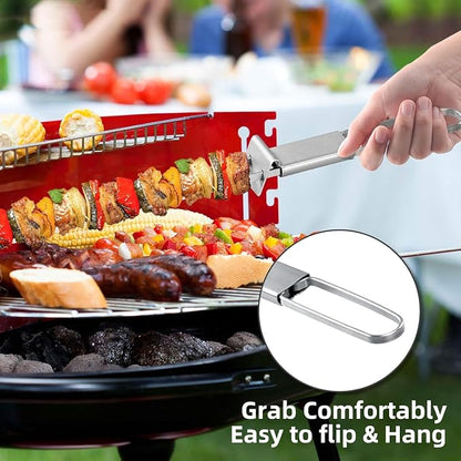 Stainless Steel Skewers for Grilling, 13"（12PCS）Dual-Prong Flat with Slider