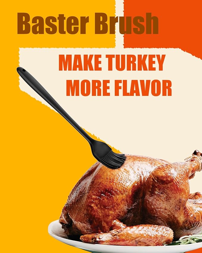 Turkey Baster Large, ARRITZ Stainless Steel Baster For Cooking with 1 Oil Brush, 2 Cleaning Brush, 2 Baster Tips, Black
