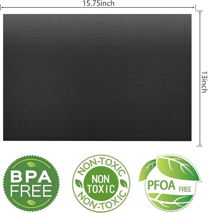 Grill Mats for Outdoor Gas Grill, Set of 7, Black | BBQ Grilling Mat for Outdoor Cooking, 15.75 x 13 Inch