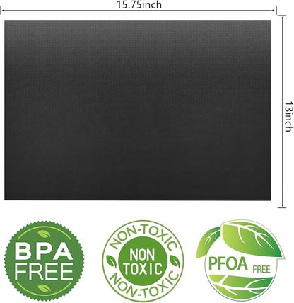 Grill Mats for Outdoor Gas Grill, Set of 7, Black | BBQ Grilling Mat for Outdoor Cooking, 15.75 x 13 Inch
