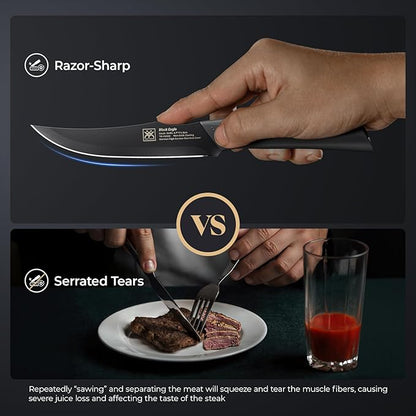Steak Knives Set of 12, 4.7 Inch Dishwasher Safe Non-Serrated Table Knives, Ultra Sharp for Precise Cutting, Non-Stick Blade & Rust Proof, Easy to Maintain Ideal for Home Restaurant Party