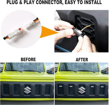 Front Grille Light White/Amber Center Grille Lights Decorative Lights Compatible with Suzuki Jimny JB64 JB74 2019 2020 2021 2022 2023