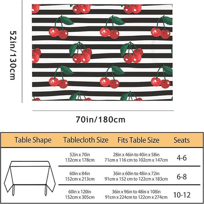 TKS MITLAN Red Cherry Decorative Rectangle Tablecloth Fruit Tropical Sweet Berry Polyester Kitchen Table Cover for Dining BBQ Picnic Coffee 52 x 70 Inch 4-6 Seats