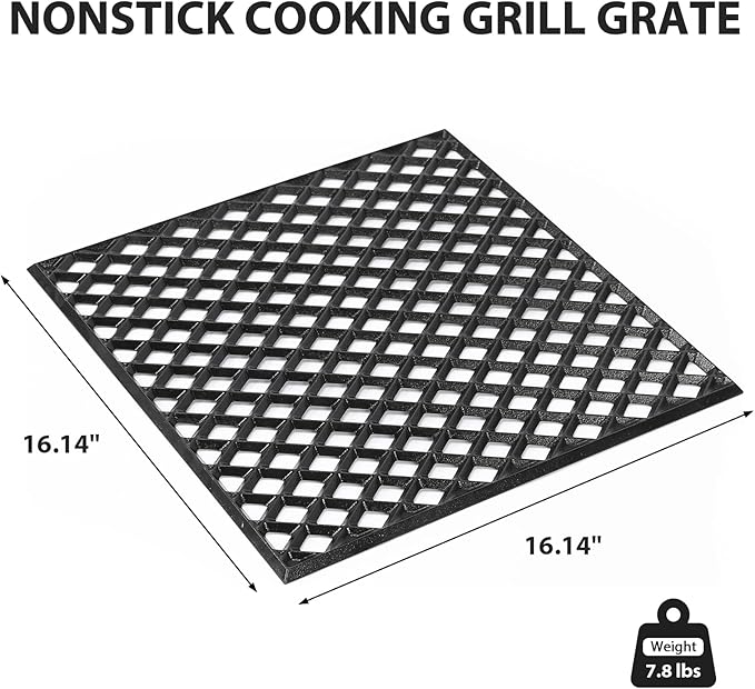 Utheer Ceramic-Coated Cast Iron Grill Grate for Weber Genesis 300 & 400 Series (2025+ Models), 16.14” × 16.14” Square Cooking Grate | Heavy-Duty Nonstick BBQ Grill Replacement