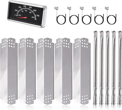 Hiorucet Thermometer & Grill Parts for Nexgrill Replacement Parts 5 Burner 720-0882A, 720-0896, Heat Plates, Burner Tubes, Igniter and Temperature Gauge for Nexgrill Evolution Infrared Plus 5-Burner.