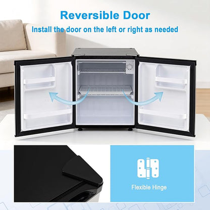COSTWAY 1.7 Cu.Ft Mini Fridge, Compact Refrigerator w/Chiller Compartment, Adjustable Thermostat, Reversible Single Door & Low Noise, Small Refrigerator for Dorm, Office, Bedroom & Apartment (Silver)