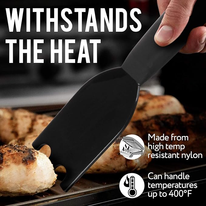 IMPRESA 2-Pack Scraper Spatulas - Compatible with George Foreman Indoor Models - Heat Resistant Up to 400°F Electric Grill Utensils - Ergonomic Cleaning Tool - Black Nylon