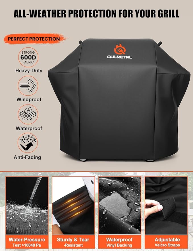 58 Inch Grill Cover for Weber Genesis 300 Series - 600D Heavy Duty Waterproof Rip-Proof Water‑Resistant Weather‑Protective BBQ Premium Outdoor Grill Cover for Weber Genesis II,LX 300 Series