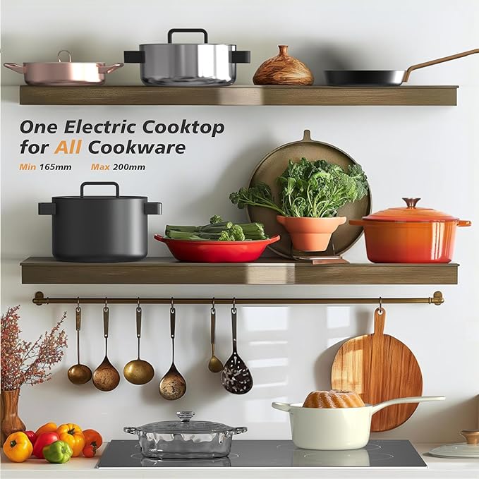 4 Burner Electric Cooktop 24 Inch, 6000W Cooktop Electric Slide Controls, Built in Electric stove top, Glass Protection Metal Frame, 9 Power Levels, Safety Lock, Timer, 240V Hard Wire(No Plug)