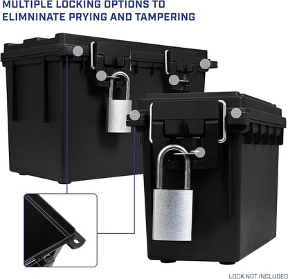 Sheffield Ammo Box Made in USA, Stackable Lockable Ammo Storage Box, Black | XL & Standard Lockable Storage Box, Water & Dust Resistant Dry Box, Secures Hunting Gear, Gun Accessories, Supplies, Bullets