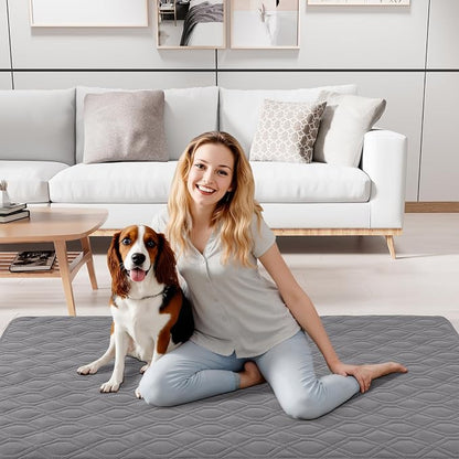 Smiry Reversible Waterproof Pet Couch Covers for Sofa | Washable Dog Couch Sofa Covers, Water Resistant Furniture Protector Slipcover, Geometric (82"x102", Grey/Light Grey)
