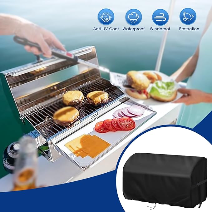 Boat Grill Cover for Magma Cabo Gas Grill, Waterproof Heavy Duty BBQ Covers for Magma ChefsMate Grill for Marine Grills Accessory Winterproof - 23" x15" x15"