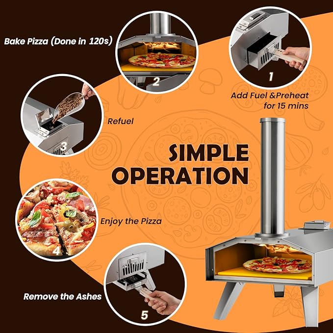 Giantex GT-GE-10731-NP Outdoor Oven with 12'' Pizza Stone, 27'' x 14'' x 25'' (L x W x H), Silver