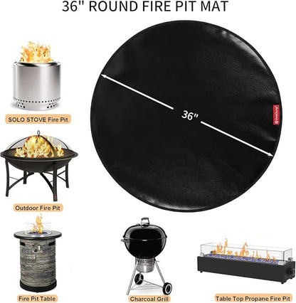 SheeChung Fire Pit Mat Round 36" for Solo Stove Bonfire,Double Sided Fireproof Under Grill Mat Protector,Oilproof Waterproof BBQ Outdoor Grill Mat for Deck and Patio,Slip/Heat Resistant Fireplace Mat