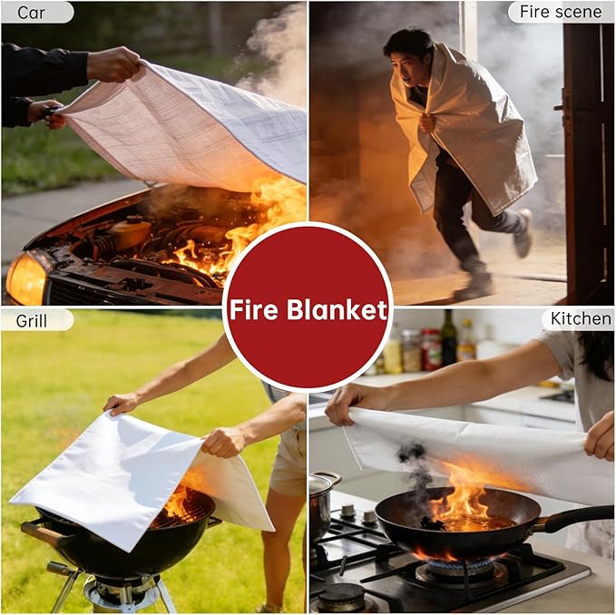 Large 76" x 52" Under Grill Mat with 40" x 40" Fire Blanket, Double-Sided Fireproof Grill Pad for Outdoor Grill,Indoor Fireplace Fire Pit Mat, Waterproof Oilproof BBQ Mat for Deck Patio Lawn
