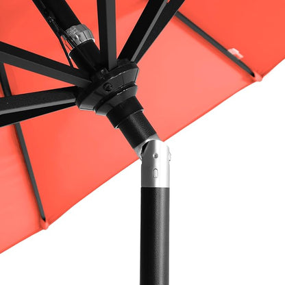 California Umbrella 12-Year-Non-Fading, 9Ft Premium Sunbrella Patio Umbrella, Hand-Crank, Button-Tilt, Black Frame, Melon Fabric