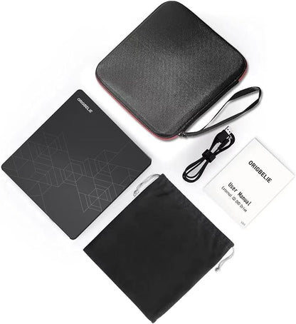ORIGBELIE External CD DVD Drive 2 USB Port 2 TF/SD Card Slot &Carrying Case | USB C 3.0 CD DVD ROM Player Burner Reader Writer Rewriter Optical Disk Drive for Laptop PC Macbook OS Windows 11/10/8/7 Linux