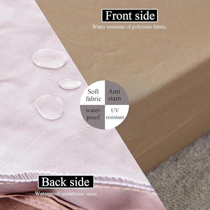 80 x 26 Inches Chaise Lounge Cushions Outdoor Replacement for Pool Side Waterpoof Patio Lounge Chair Cushions, Khaki