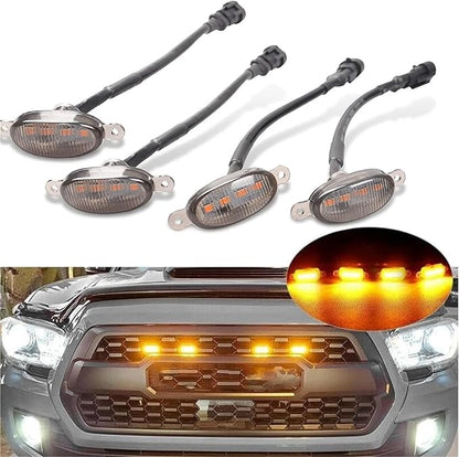 4 in 1 LED Car Front Grille Marker Lights Smoked Amber Grill Light for SUV Running Lamp