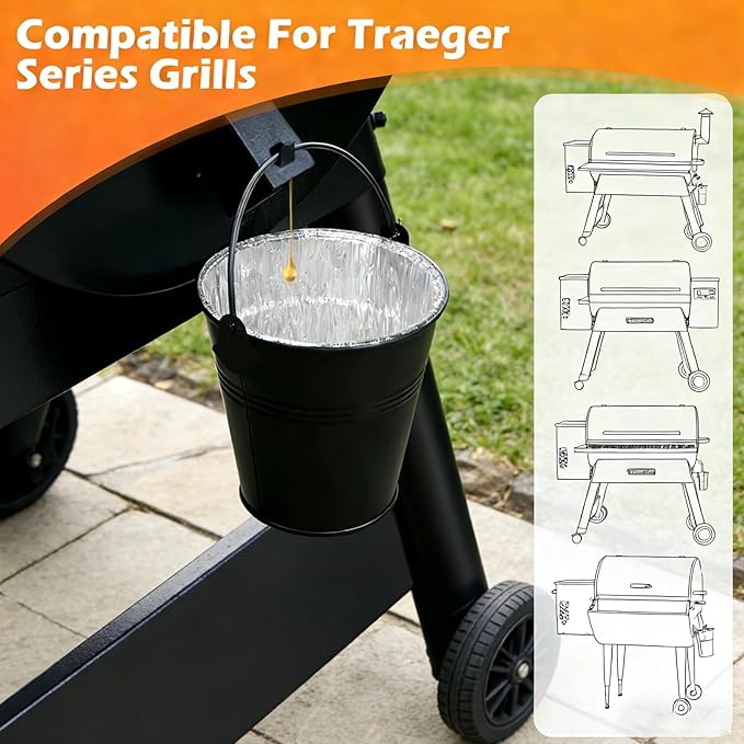 30-Pack Grease Liner and 1 Pack Sliver Bucket, Grill Drip Cups Compatible for Traeger Pro Series 575/780, 22/34 Series, Grill Accessories and Drip Tray Liner