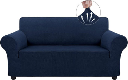 Asnomy Stretch Couch Covers Washable, loveseat Cover Slipcovers, Navy Blue | 1-Piece Sofa Cover(55"-78") loveseat cover Furniture Protector Soft Jacquard,Non-Slip Elastic Bottom for Dogs & Kids