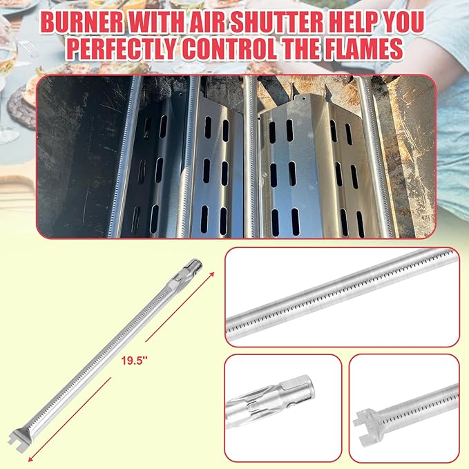 Grill Parts Kit for Weber Genesis 300 310 330 Genesis E330 E310 S310 S330 EP330 S320 E320 Grill Parts 17.5" Flavorizer Bars, Genesis 7528 Grates Heat Deflector Grill Parts Kit, 3Pcs 62752 Burner Tube
