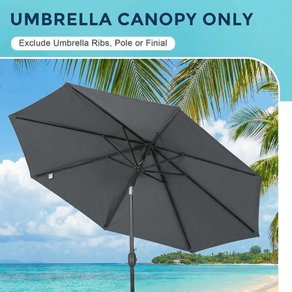 COWVIE Umbrella Canopy Replacement for 8 Ribs Patio Umbrella, Outdoor Table Parasol Replacement for Yard, Canopy Only