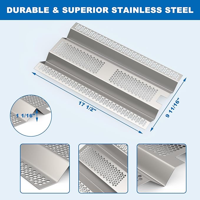 SafBbcue Heat Plates Replacement for Blaze BLZ-3PRO-LP, BLZ-3PRO-NG, BLZ-4PRO-LP, BLZ-4PRO-NG Gas Grill, Flame Tamer for Blaze 3/4 Burner Grill, Stainless Steel Heat Shield, 3 Pack