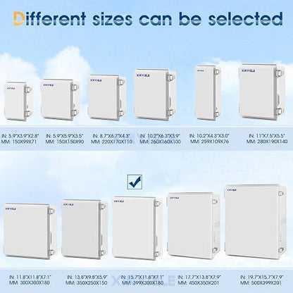 Waterproof Outdoor Project ABS Plastic Junction Box IP67 Weatherproof Dustproof Enclosure with Hinged Cover, Mounting Plate,Wall Brackets for Power Project (15.7"x11.8"x7.1")