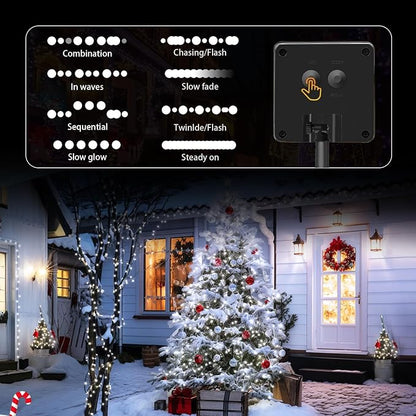 SyouHome 2 Pack Solar String Lights Outdoor, 200 LED Extra-Long 78Ft Solar Lights Outdoor with 8 Lighting Modes, IP65 Waterproof for Garden, Patio, Xmas, Balcony, Tree, Wedding, Party Decor (White)