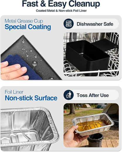 Blackstone Grease Cup, Grease Catcher, Drip Pan with 20 Pack Grease Cup Liners for Old 28 and 36 inch Blackstone Griddle