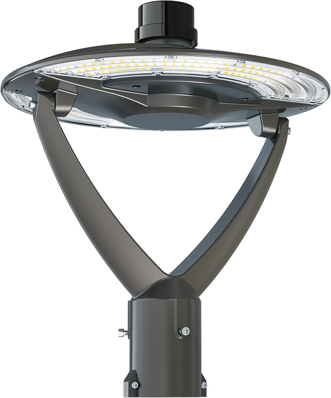 LED Post Top Light UL 5.1 13000lumens,100W/80/60 and 3000K-4000K-5000K Adjustable AC100-277V,Outdoor Pole Lights with Photocell IP65 Waterproof Post LED Fixture Bronze Color for Garden Yard Street