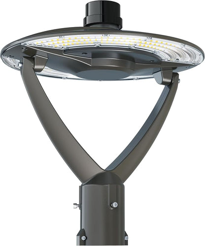 LED Post Top Light UL 5.1 13000lumens,100W/80/60 and 3000K-4000K-5000K Adjustable AC100-277V,Outdoor Pole Lights with Photocell IP65 Waterproof Post LED Fixture Bronze Color for Garden Yard Street