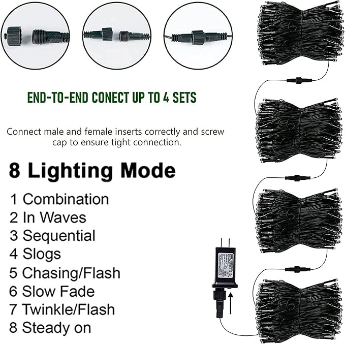 TW SHINE Halloween Lights, 200 LED 66FT Outdoor Halloween Lights Plug in with 8 Modes, Waterproof Light Outdoor, Indoor Decorations for Party Yard Haunted House Decor, Orange