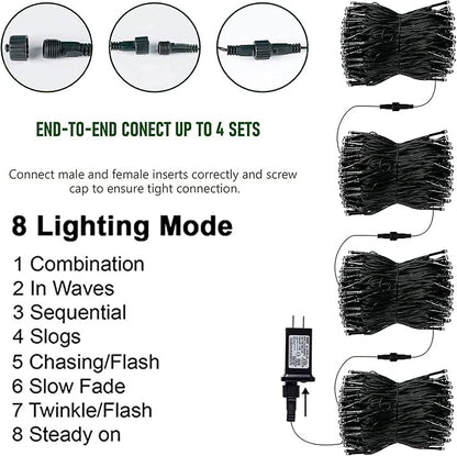 TW SHINE Halloween Lights, 200 LED 66FT Outdoor Halloween Lights Plug in with 8 Modes, Waterproof Light Outdoor, Indoor Decorations for Party Yard Haunted House Decor, Orange