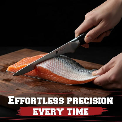Kitchen perfection 6” Boning Knife for Meat Cutting & Filleting - Razor Sharp Premium German Steel Blade with Sheath - Full Tang Ergonomic Handle - Trim, Debone, Slice Meat Like a Pro- BBQ Men's Gift