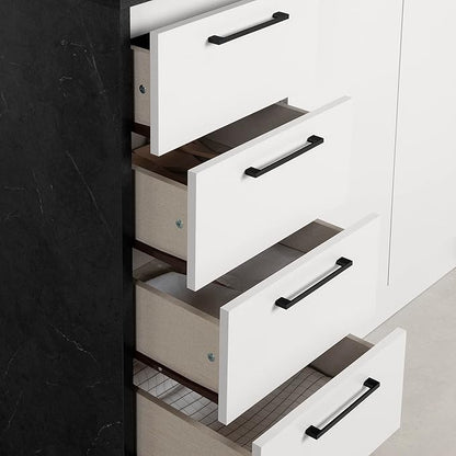 South Shore Myro Kitchen Island Faux Black Stone and White, Contemporary