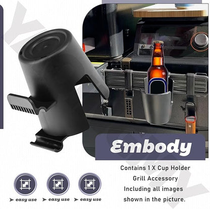 BAC707 Cup Holder Grill Accessory Compatible with Any Tra-Eger P-A L Grill, Fits Standard Plastic Cups and 12oz Cans and Bottles