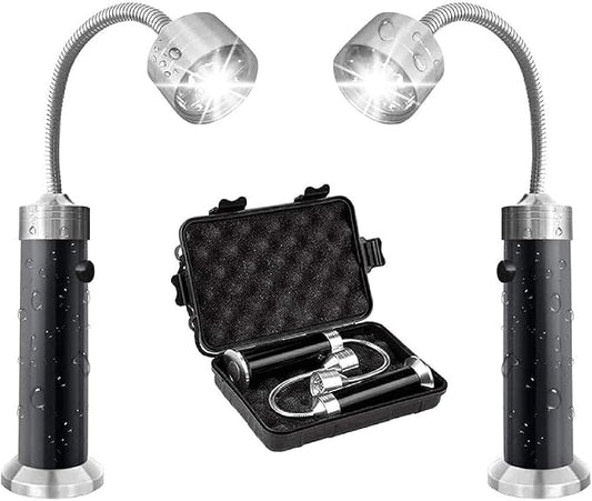 Grill Light Set, Grill Lights with Magnetic Base Flexible Gooseneck LED BBQ Lights with Storage Box for Grilling Camping 2 Pack
