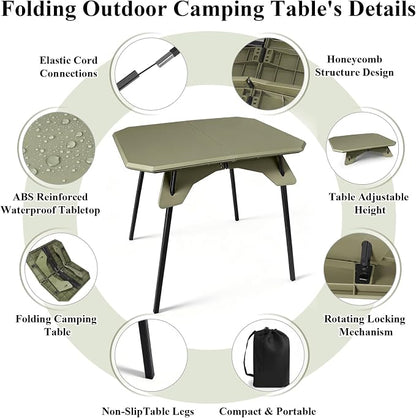 LiveGo Foldable Camping Table, Lightweight Folding Outdoor Table with Aluminum Legs, 2 in 1 Adjustable Height Portable Folding Table for Beach, Picnic, Grilling, Hiking & Fishing Indoor Outdoor