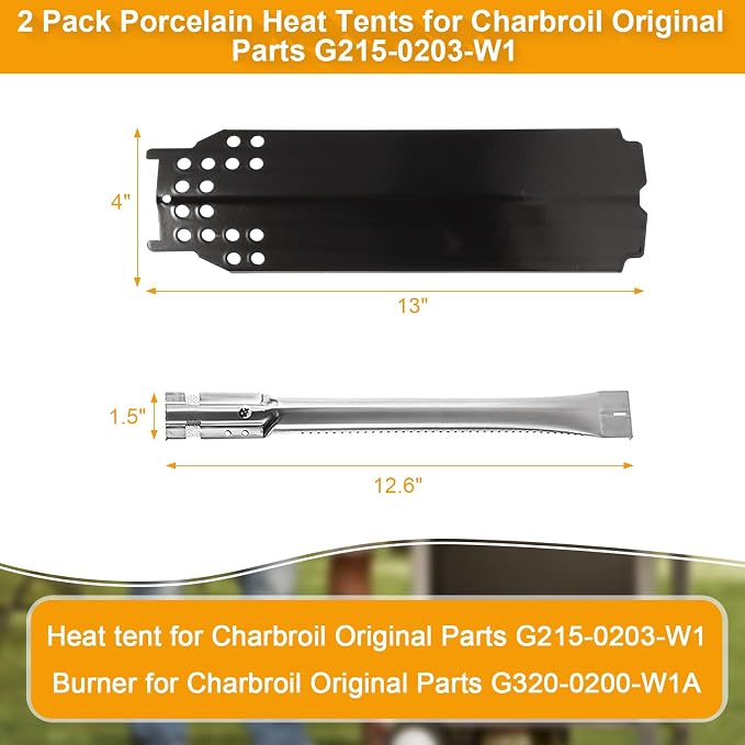 BBQ-PLUS Grill Replacement Parts for Char-Broil Classic 360 3-Burner 463773717 Gas Grill G320-0200-W1A Grill Burner G215-0203-W1 Heat Tent Stainless Steel Cooking Grate Adjustable Crossover Tube