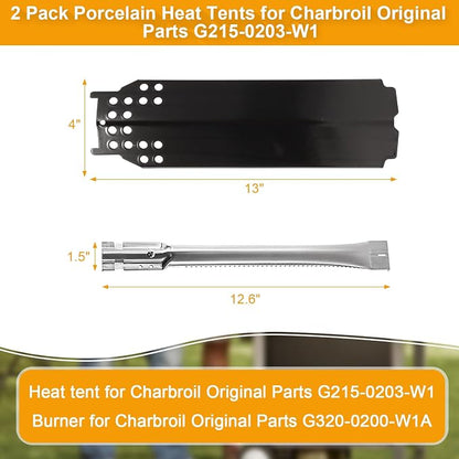 BBQ-PLUS Grill Replacement Parts for Char-Broil Classic 360 3-Burner 463773717 Gas Grill G320-0200-W1A Grill Burner G215-0203-W1 Heat Tent Stainless Steel Cooking Grate Adjustable Crossover Tube
