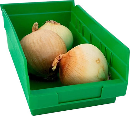 Akro-Mils 30130 Heavy Duty Plastic Shelf Bins, 12"x 6.5"x 4", Green, 12-Pk | Heavy Duty Nesting Storage Bins for Garage, Closet, Refrigerator, Kitchen, Cabinet, Drawer Organization, Pantry Organization