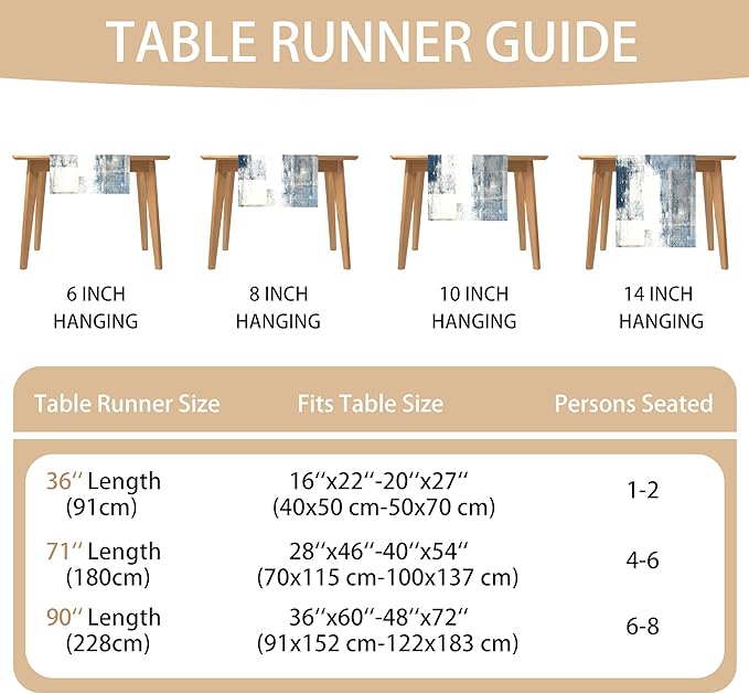 White Gray Table Runners Modern Art Farmhouse Linen Table Runners Dresser Scarves Retro Rustic Style for Party Kitchen Dining Table Coffee Holiday Party Decor (13"x 90")