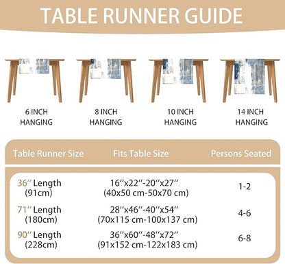 White Gray Table Runners Modern Art Farmhouse Linen Table Runners Dresser Scarves Retro Rustic Style for Party Kitchen Dining Table Coffee Holiday Party Decor (13"x 36")